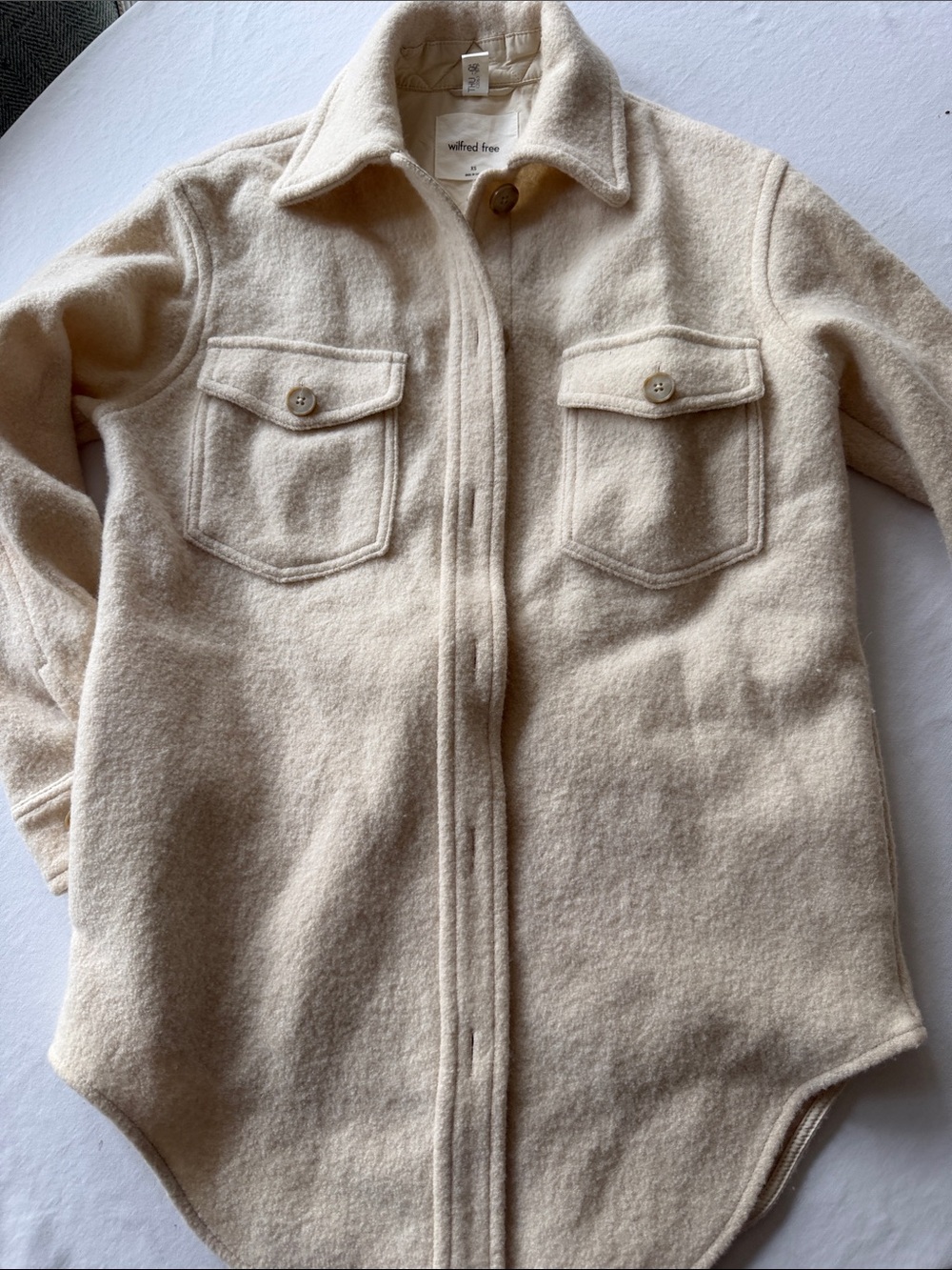 Wilfred Free Cream Cozy Shirt Jacket- Shacket XS